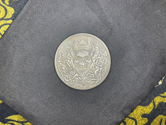 Laughing Demon Skull Morgan Dollar Hobo Nickel Mint Coin USA Liberty Skeleton Eagle Death Angel Goth Pagan Wicca Satanic Occult Magic Ritual