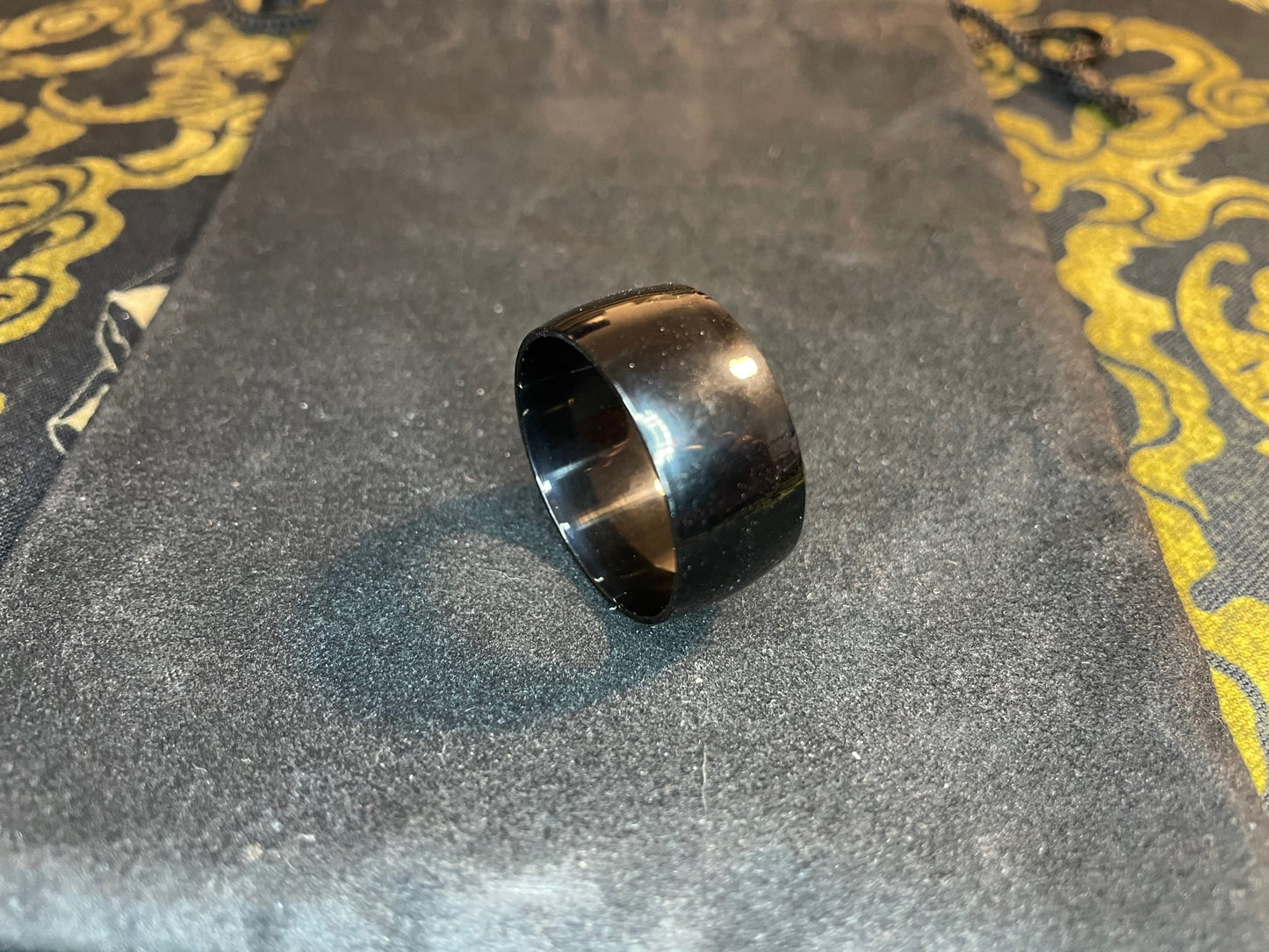 Black Stainless Steel Ring 11 mm Wide Band Gothic Wedding Classic Vintage Satanic Pagan Wiccan Occult Jewelry Gift - Unisex Men's Women's