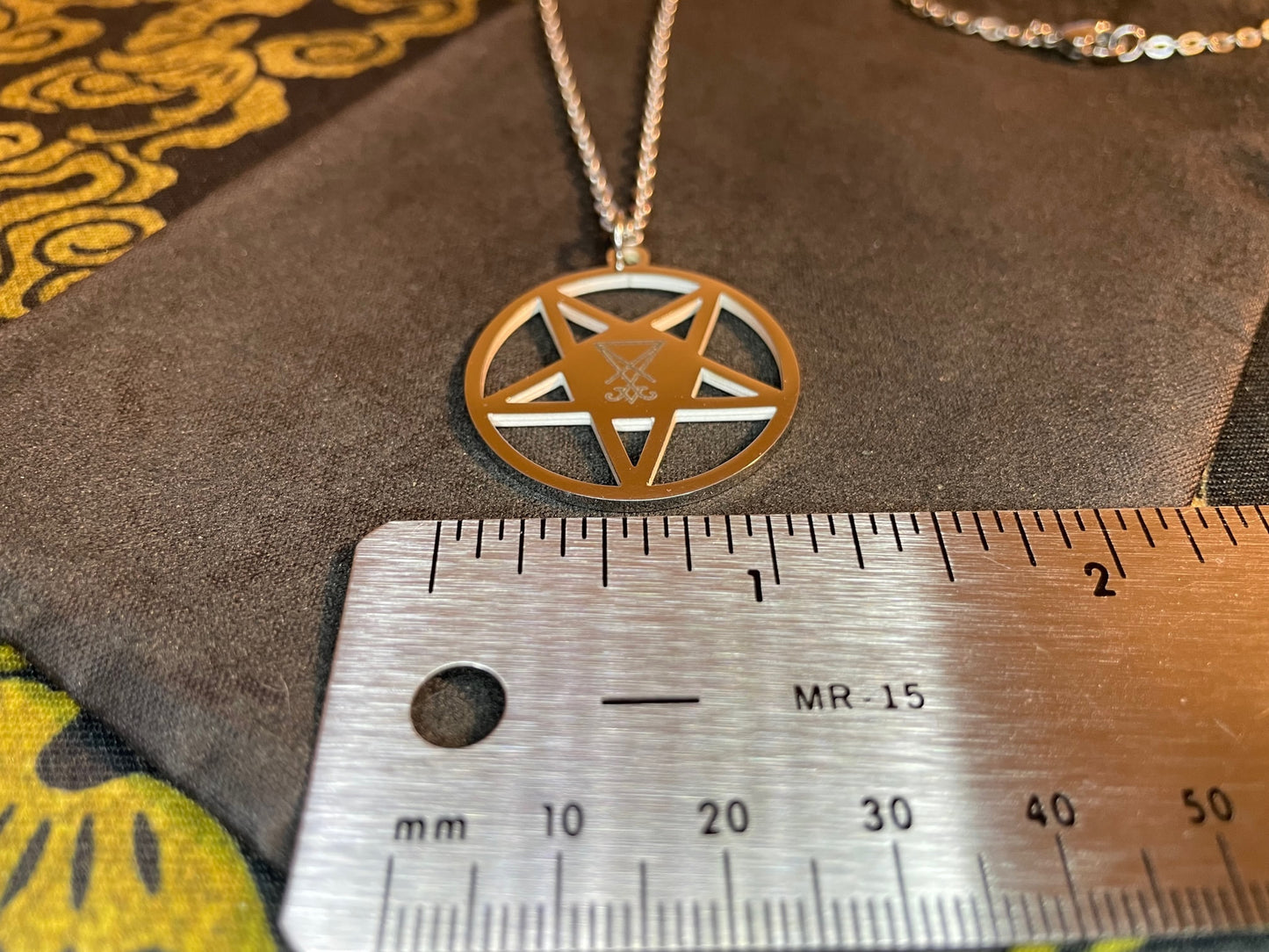 Inverted Pentagram Sigil of Lucifer Upside Down Stainless Steel Pendant Necklace Satanic Gothic Pagan Wiccan Occult Jewelry Gift - Silver