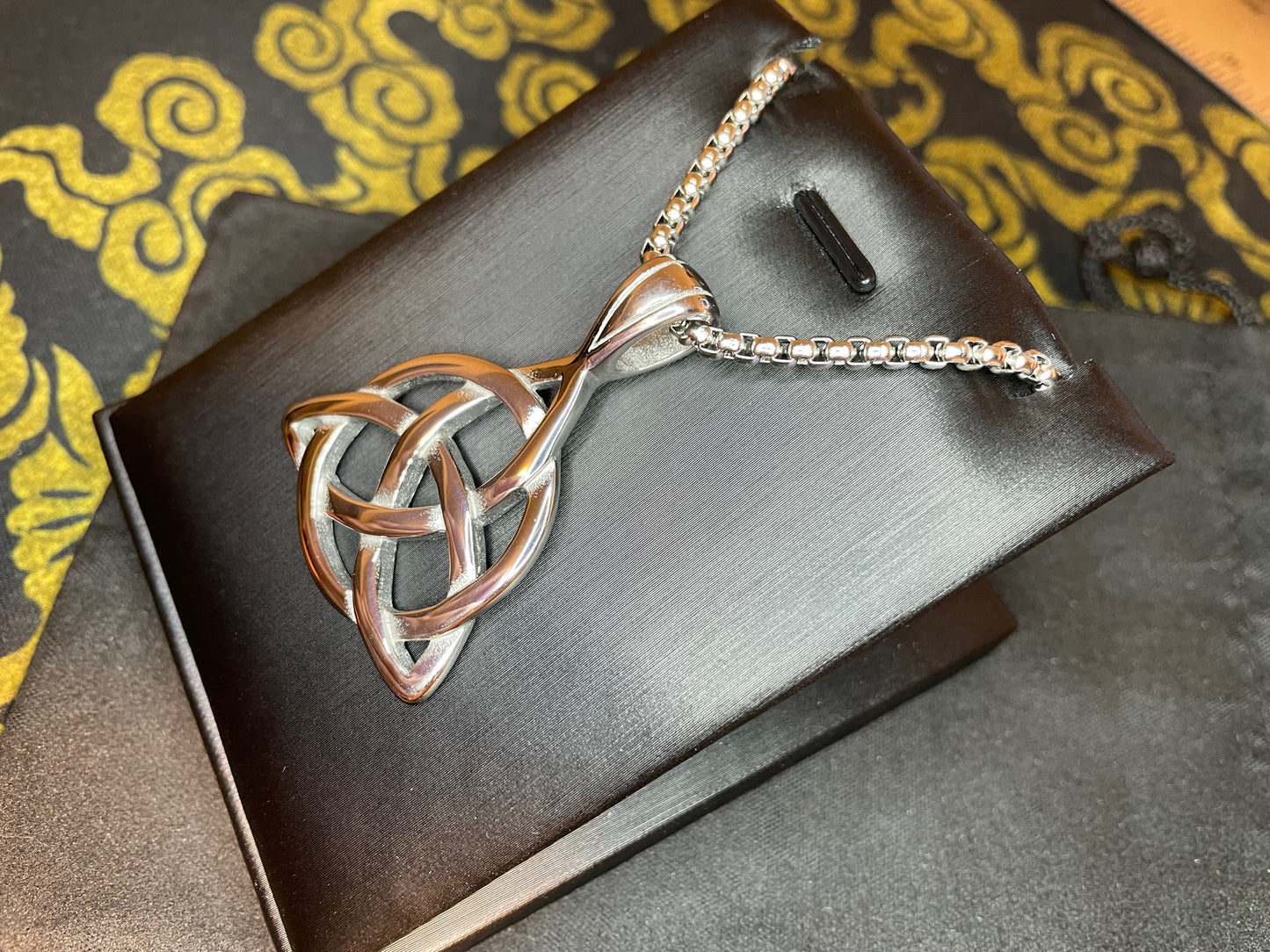 Celtic Triple Knot Viking Nordic Thor Loki Norse Steel Pendant Necklace Amulet Talisman Satanic Wiccan Pagan Occult Jewelry Gift -  Silver