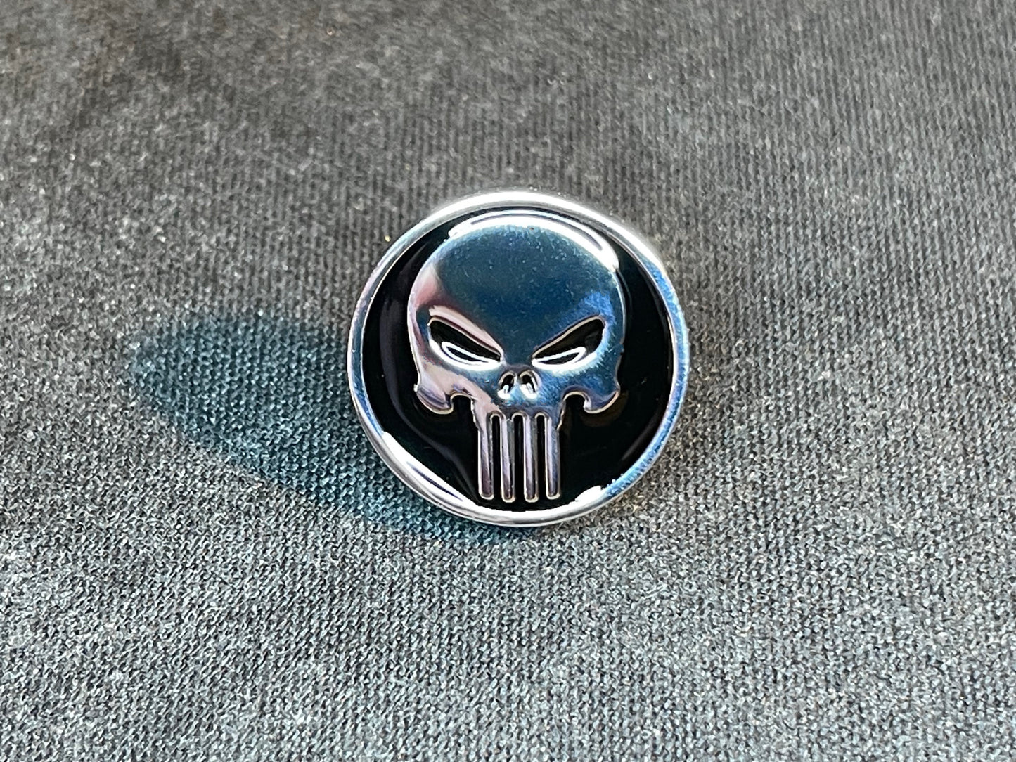 Punisher Skull Lapel Pin Stainless Steel Terminator Skeleton Death Ghost Biker Goth Wiccan Satanic Pagan Occult Jewelry Gift - Silver, Black