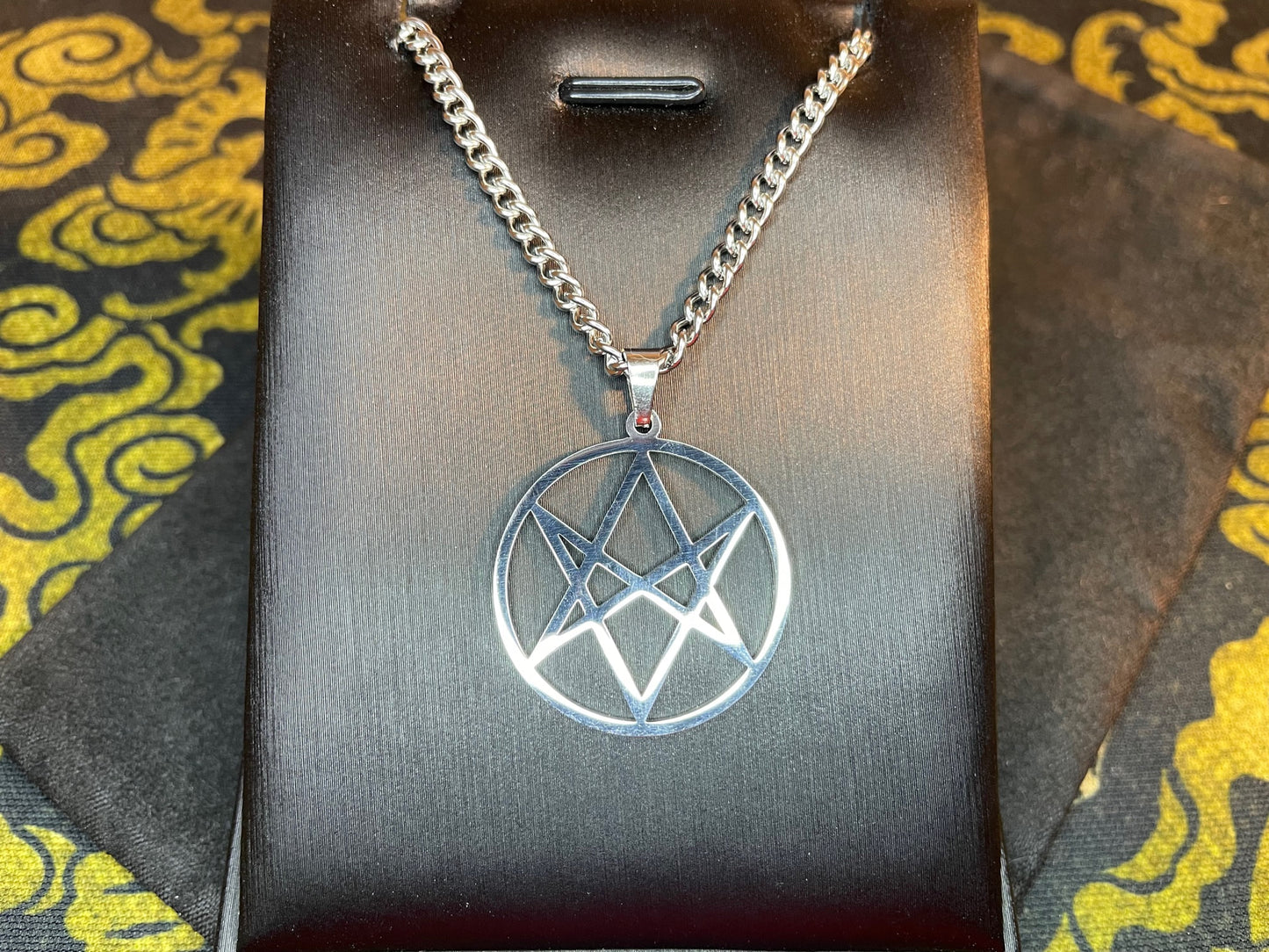 Unicursal Hexagram Thelema Symbol Stainless Steel Pendant Necklace Aleister Crowley Satanic Church Wiccan Pagan Occult Jewelry Gift - Silver