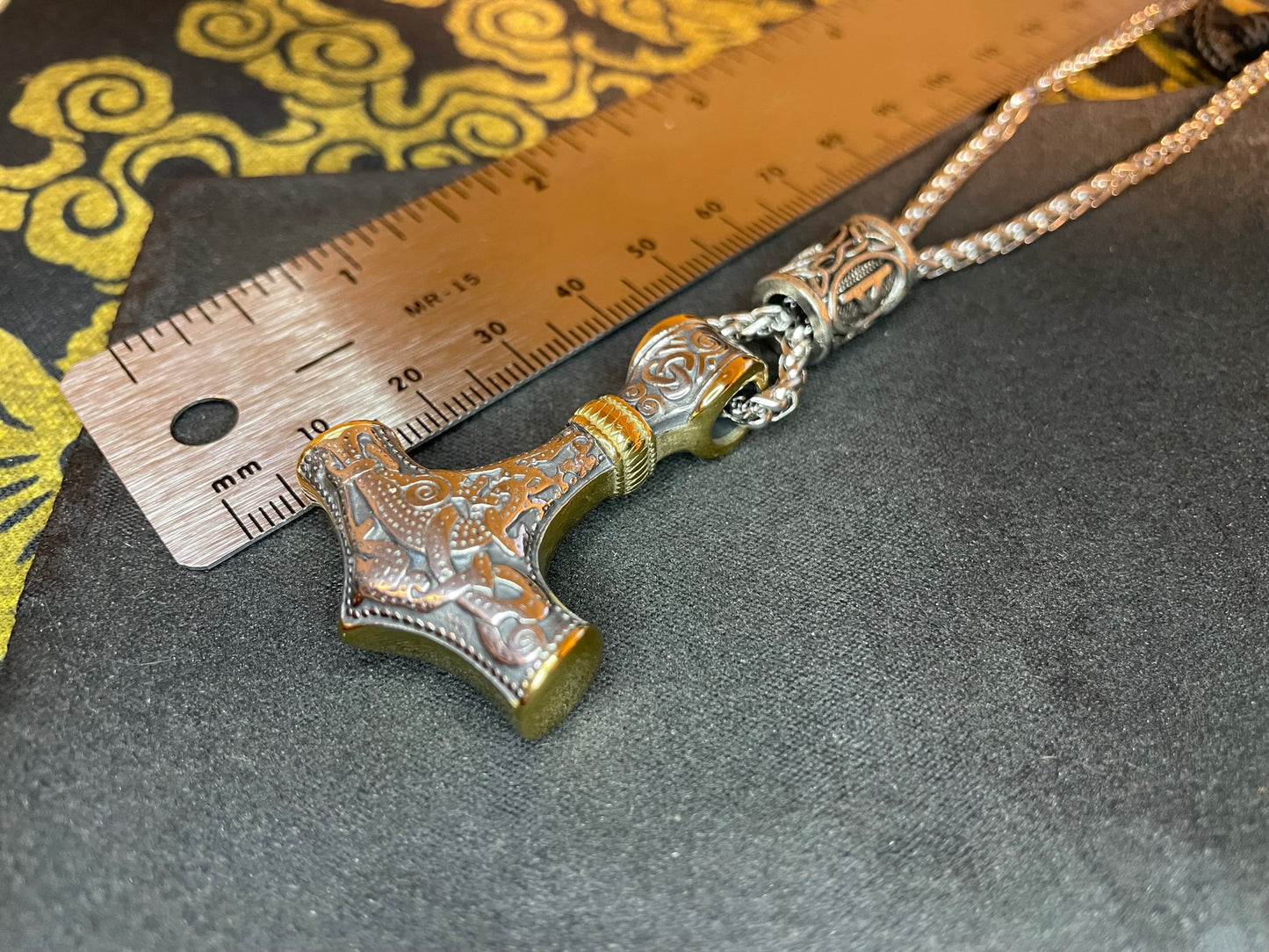 Norse Viking Thor's Hammer Mjolnir Loki Rune Celtic Knot Steel Necklace Amulet Talisman Satanic Wiccan Occult Jewelry Gift -  Silver & Gold