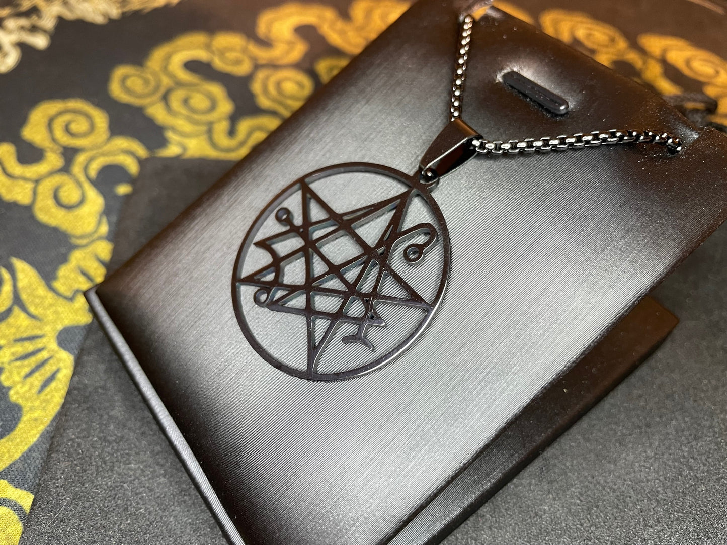 Necronomicon Book of the Dead Ash Pendant Necklace Stainless Steel Evil Dead Army of Darkness Magical Amulet Talisman Satanic Gift - Black