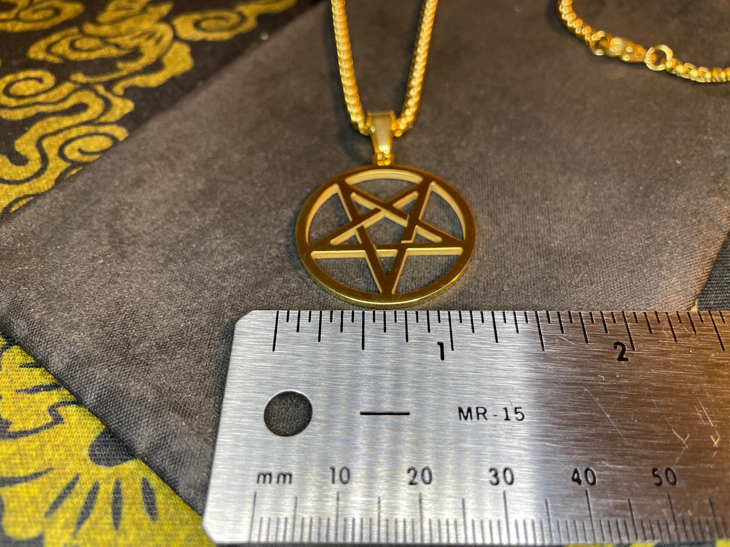 Inverted Pentagram Upside Down Stainless Steel Pendant Necklace Talisman Amulet Gothic Satanic Wiccan Pagan Occult Jewelry Best Gift - Gold