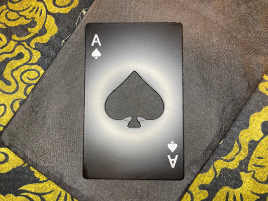 Ace of Spades Bottle Opener Death Card Power Wealth Luck Poker Deck Steel Gothic Satanic Pagan Wiccan Occult Jewelry Best Man Gift - Black