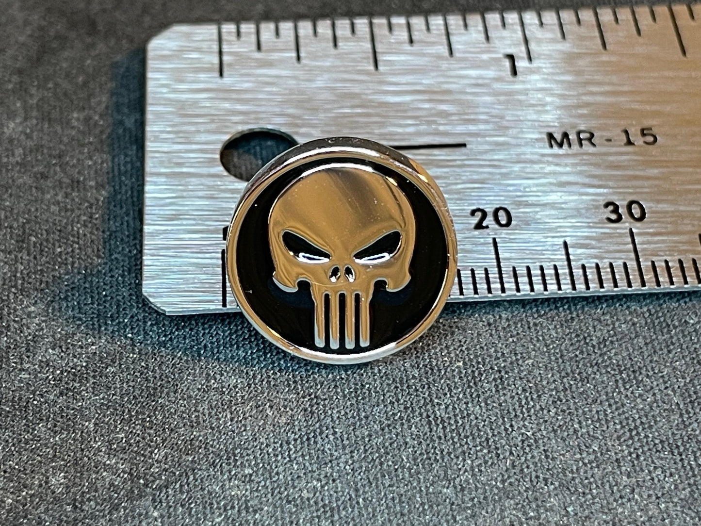 Punisher Skull Lapel Pin Stainless Steel Terminator Skeleton Death Ghost Biker Goth Wiccan Satanic Pagan Occult Jewelry Gift - Silver, Black