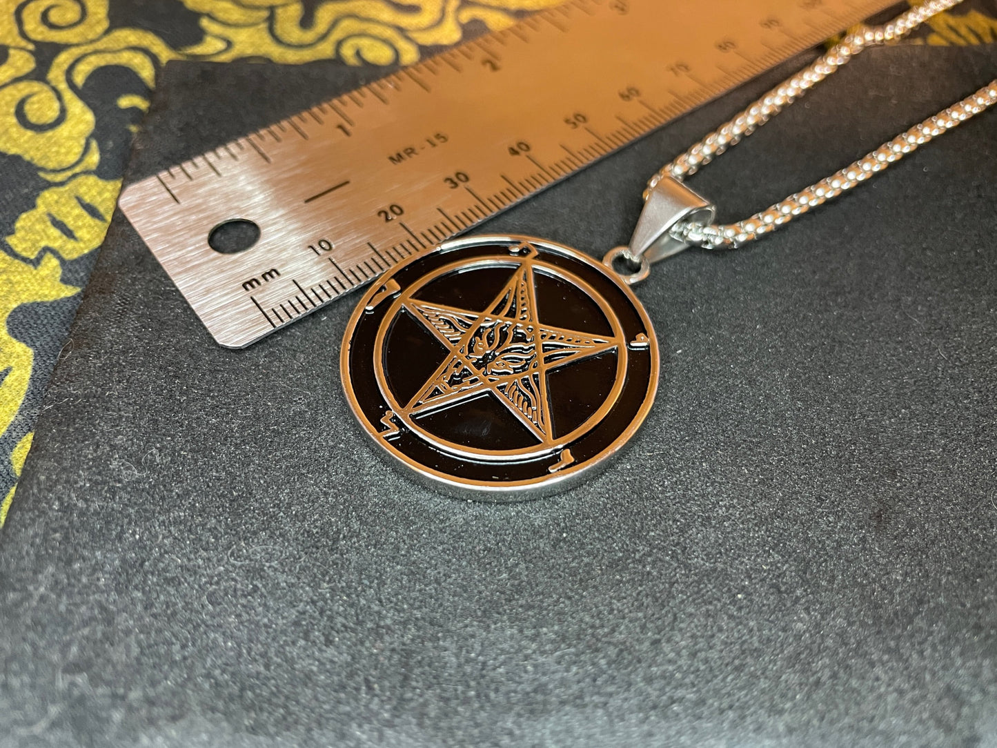 Sigil of Baphomet Official Church of Satan Lucifer Pendant Necklace Amulet Talisman Satanic Wiccan Gothic Pagan Occult Jewelry Gift -  Black