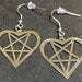 Satan's Heart Heartagram Inverted Pentagram Upside Down Stainless Steel Pendant Earrings Gothic Pagan Satanic Wiccan Best Gift - Silver