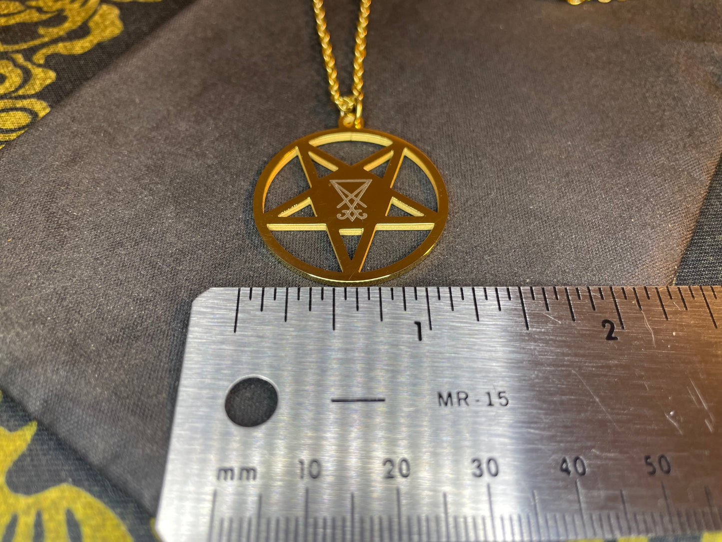 Inverted Pentagram Sigil of Lucifer Upside Down Stainless Steel Pendant Necklace Satanic Gothic Pagan Wiccan Occult Jewelry Best Gift - Gold