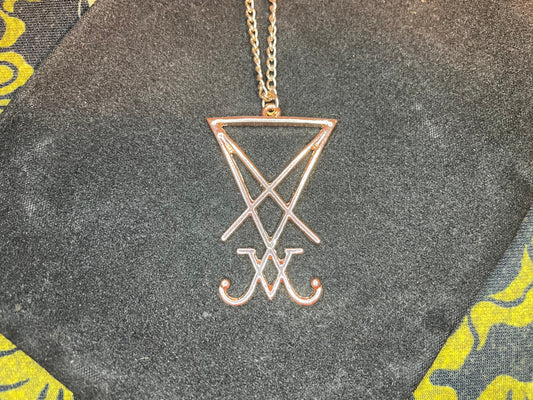 Sigil of Lucifer Seal of Satan Stainless Steel Pendant Necklace Gothic Satanic Wiccan Pagan Temple Church Occult Jewelry Gift - Rose Gold