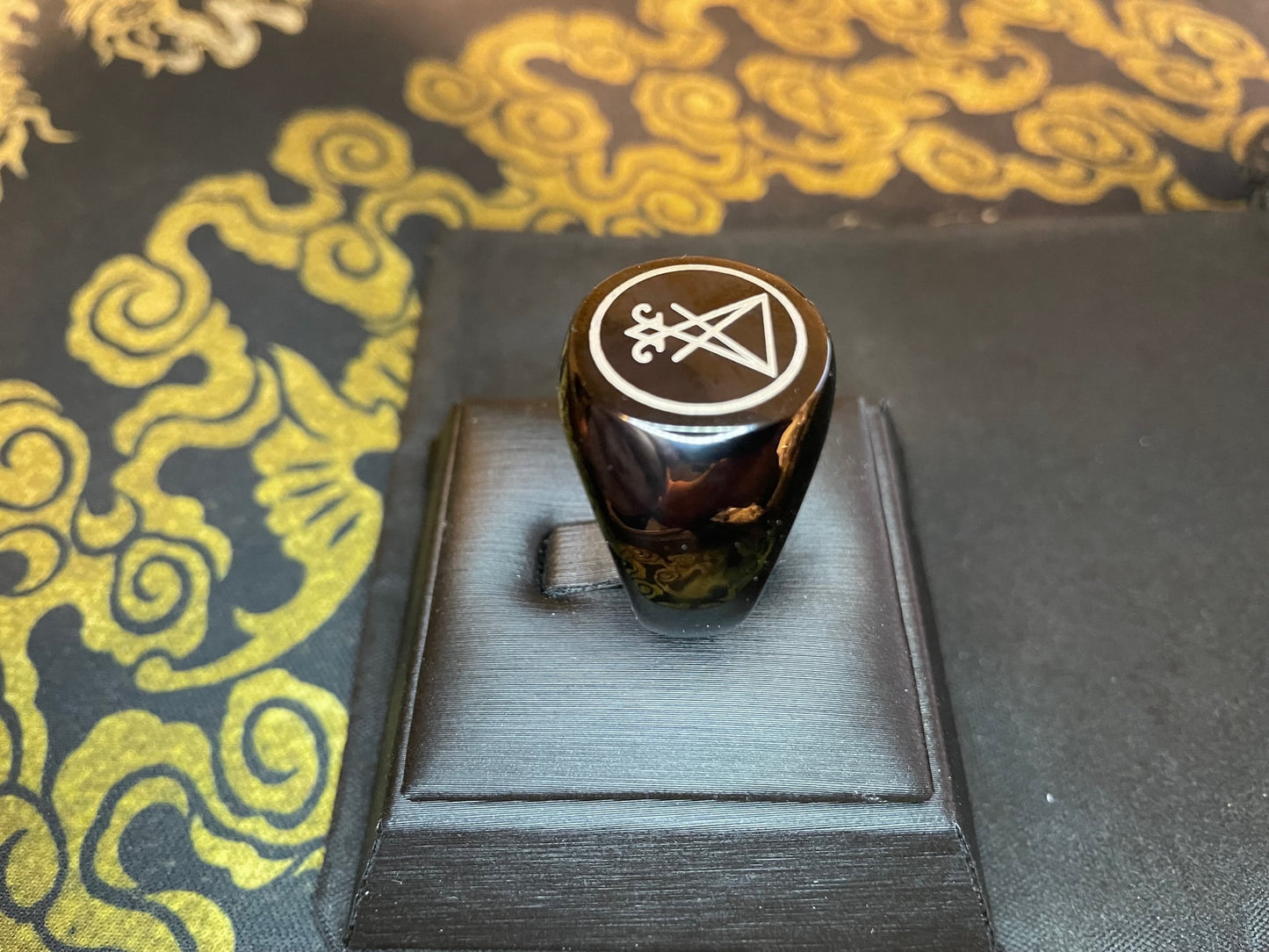 Sigil of Lucifer Seal of Satan Baphomet Power Alchemy Symbol Statement Ring Gothic Pagan Wiccan Satanic Church Occult Jewelry Gift - Black