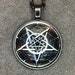 Double Pentagram Sigil of Leviathan Baphomet Lucifer Glass Stainless Steel Pendant Necklace Satanic Wicca Pagan Occult Jewelry - Black Color