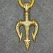 Devil's Pitchfork Satan's Fork Trident Tribal Stainless Steel Pendant Necklace Gothic Satanic Wiccan Pagan Druid Occult Jewelry - Gold Color