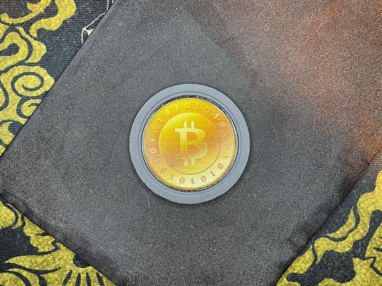 Bitcoin Poker Chip Crypto Cryptocurrency Heavyweight Premium Clay Custom Modern BTC Gambling Game Satan Wicca Occult Gift - Black & Gold