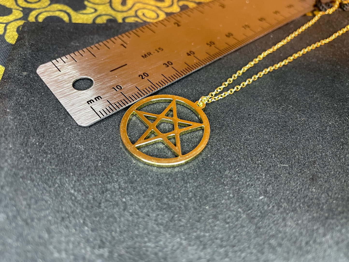 Satanic Inverted Pentagram Upside Down Pentacle Stainless Steel Minimalist Pendant Necklace Gothic Pagan Wiccan Occult Jewelry Gift - Gold