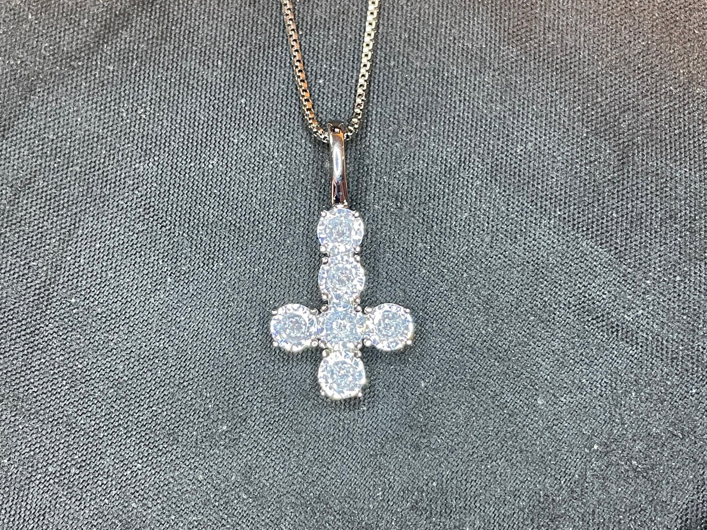 Diamond Upside Down Inverted Cross Sterling Silver 925 Small Ice Pendant Necklace Gothic Minimalist Retro Satanic Wiccan Occult Jewelry Gift