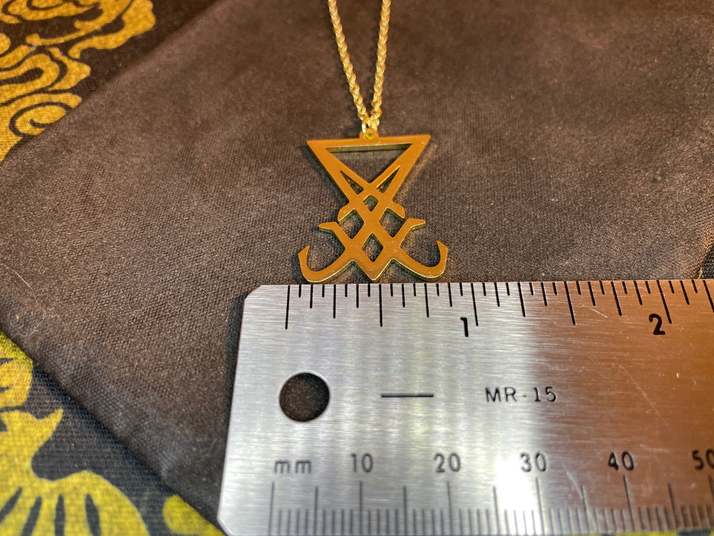 Sigil of Lucifer Seal of Satan Morning Star Venus Light-Bringer Stainless Steel Pendant Necklace Satanic Wiccan Occult Jewelry Gift - Gold