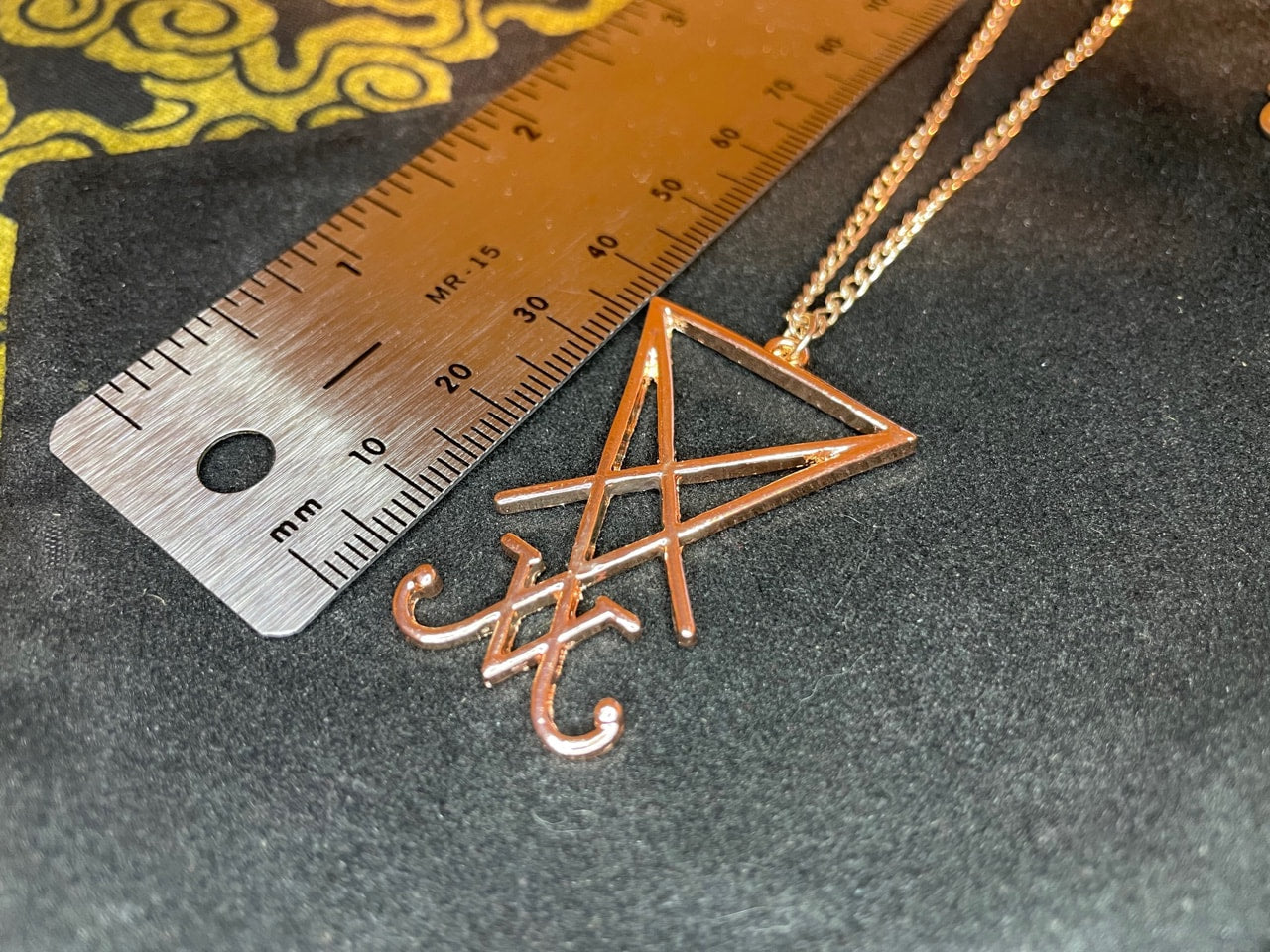 Sigil of Lucifer Seal of Satan Stainless Steel Pendant Necklace Gothic Satanic Wiccan Pagan Temple Church Occult Jewelry Gift - Rose Gold