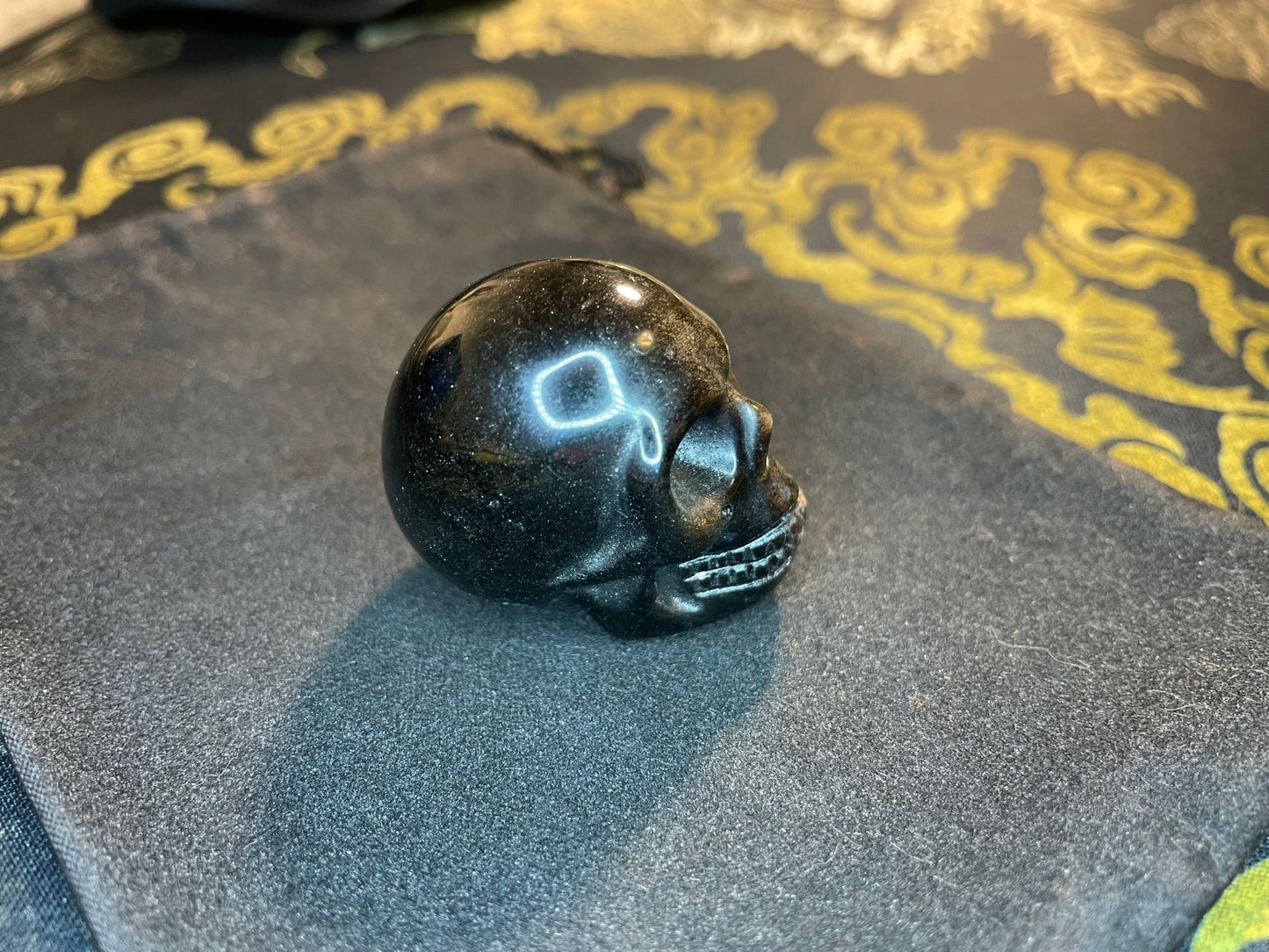 Obsidian Skull Natural Crystal Volcanic Glass Dragonglass Smoke Quartz Death Gothic Pagan Wiccan Satanic Occult Magic Ritual Stone - Black