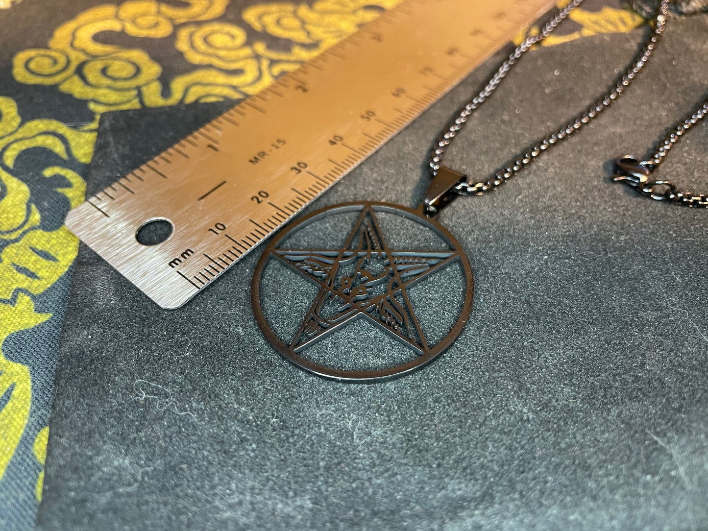 Sigil of Baphomet Satanic Church Upside Down Inverted Pentagram Stainless Steel Pendant Necklace Gothic Pagan Occult Jewelry Gift - Black