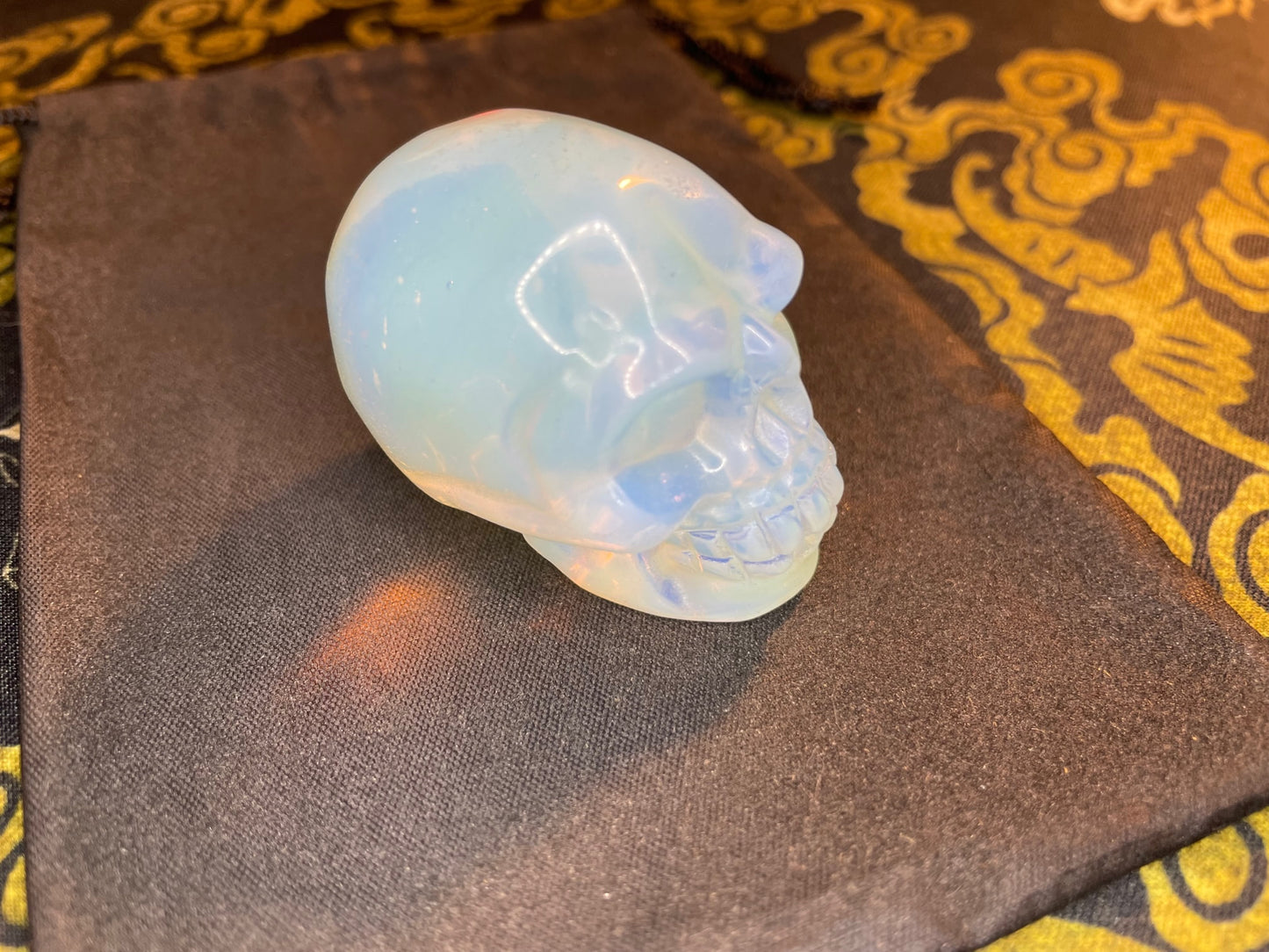 Opal Skull Natural Crystal Precious Stone Goddess Rainbow Feng Shui Gemstone Gothic Pagan Wiccan Satanic Occult Magic Ritual Idol - Blue