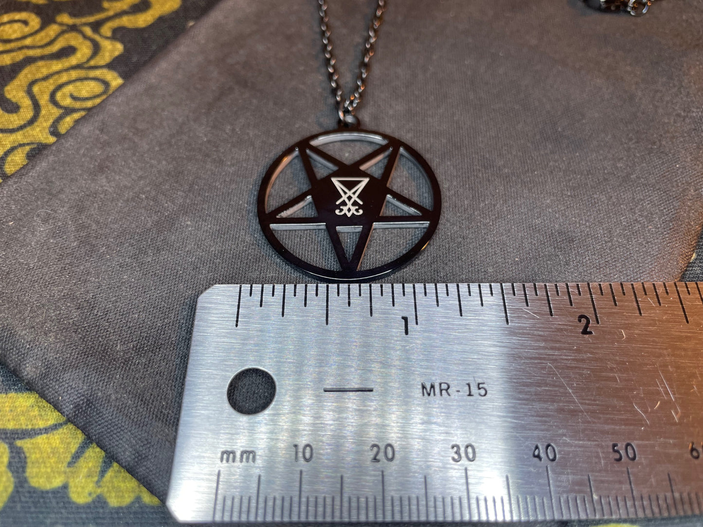 Inverted Pentagram Sigil of Lucifer Upside Down Stainless Steel Pendant Necklace Satanic Gothic Pagan Wiccan Jewelry Best Gift - Black