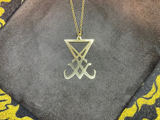 Sigil of Lucifer Seal of Satan Morning Star Venus Light-Bringer Stainless Steel Pendant Necklace Satanic Wiccan Occult Jewelry Gift - Gold