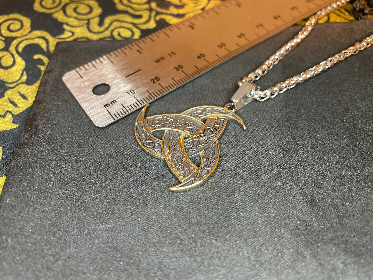 Celtic Trinity Knot Viking Nordic Norse Steel Pendant Necklace Amulet Talisman Satanic Wiccan Pagan Occult Jewelry Gift -  Silver & Gold