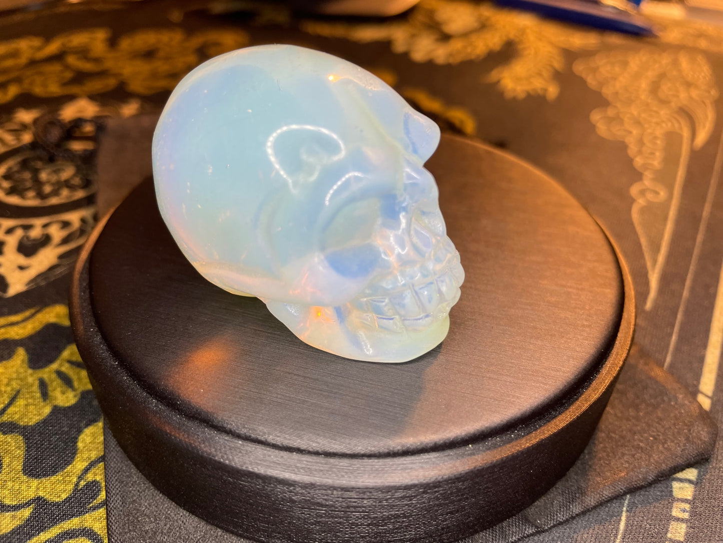 Opal Skull Natural Crystal Precious Stone Goddess Rainbow Feng Shui Gemstone Gothic Pagan Wiccan Satanic Occult Magic Ritual Idol - Blue