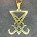 Sigil of Lucifer Satanic Seal of Satan Baphomet Stainless Steel Pendant Necklace Satanic Wiccan Pagan Druid Occult Jewelry - Gold Color