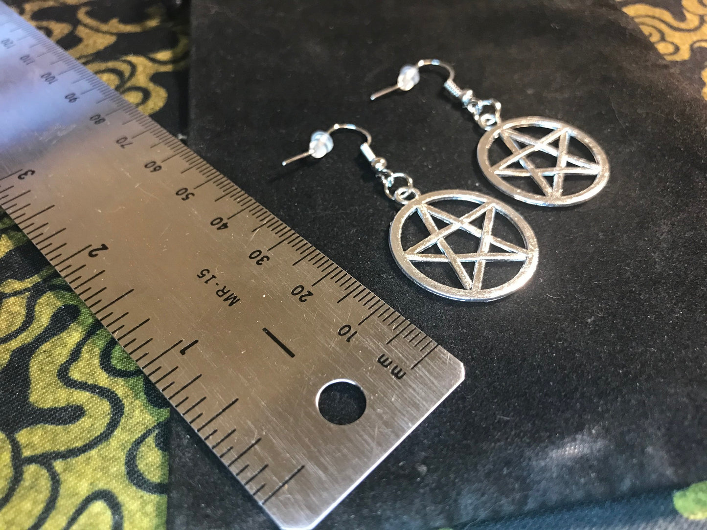 Pentacle 5-Pointed Star Woven Overlap Pentagram Charm Earrings Mystical Pendant Occult Gothic Pagan Satanic Wiccan Jewelry Gift - Silver