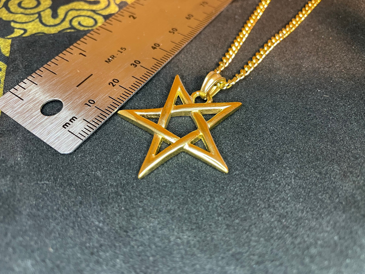 Mystical Upside Down Woven Inverted Pentagram Stainless Steel Retro Pendant Necklace Gothic Satanic Wiccan Occult Jewelry Best Gift - Gold