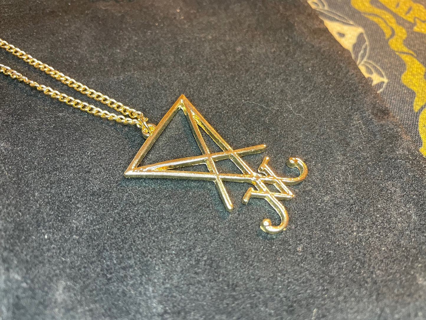 Sigil of Lucifer Seal of Satan Stainless Steel Pendant Necklace Gothic Satanic Wiccan Pagan Temple Church Occult Jewelry Gift - Gold