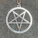 Satanic Inverted Pentagram Upside Down Pentacle Stainless Steel Minimalist Pendant Necklace Gothic Pagan Wiccan Occult Jewelry Gift - Silver