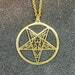 Sigil of Baphomet Church of Satan Seal Inverted Pentagram Stainless Steel Pendant Necklace Satanic Wiccan Pagan Occult Jewelry Gift - Gold