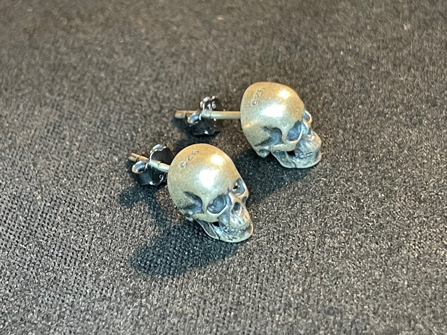 Sterling Silver Skull Earrings 925 Retro Biker Punk Punisher Terminator Skeleton Gothic Death Satanic Wiccan Pagan Druid Occult Jewelry Gift