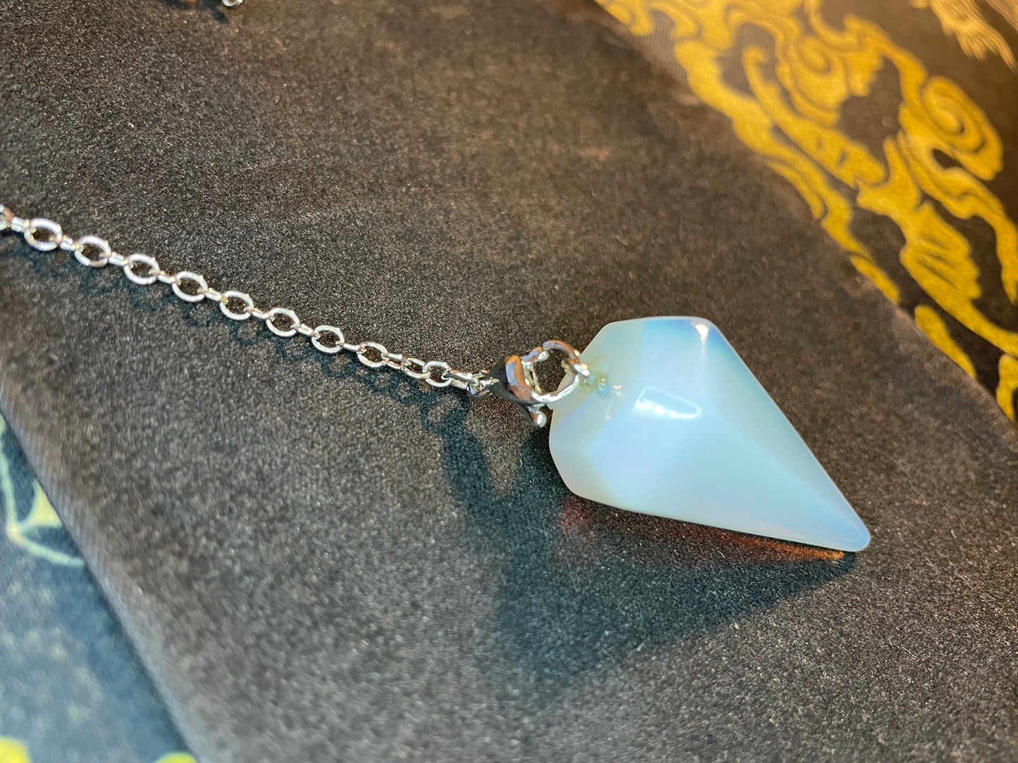 Blue Opal Healing Biolocation Pendulum Natural Gemstone Divination Crystal Gothic Pagan Wiccan Satanic Occult Magic Ritual Stone - Opalite