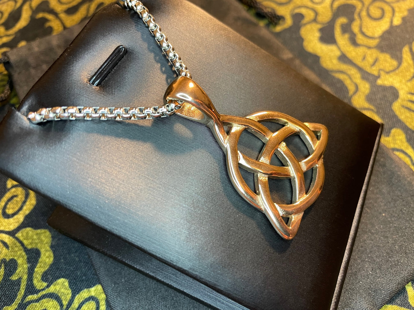 Celtic Triple Knot Viking Nordic Thor Loki Norse Steel Pendant Necklace Amulet Talisman Satanic Wiccan Occult Jewelry Best Gift - Rose Gold