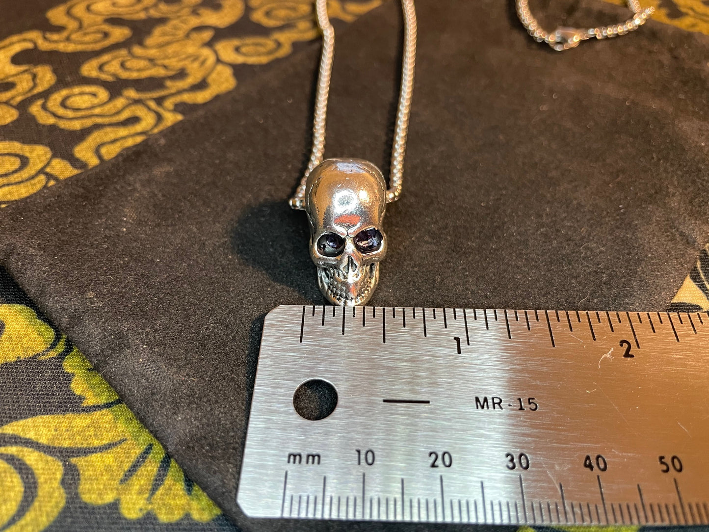 Skull Skeleton Death Ghost 3D Pendant Necklace Stainless Steel Biker Punk Gothic Wiccan Satanic Church Pagan Occult Jewelry Gift - Silver