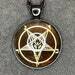 Sigil of Baphomet Pentagram Church of Satan Lucifer Glass Stainless Steel Pendant Necklace Satanic Wicca Pagan Occult Jewelry - Black Color