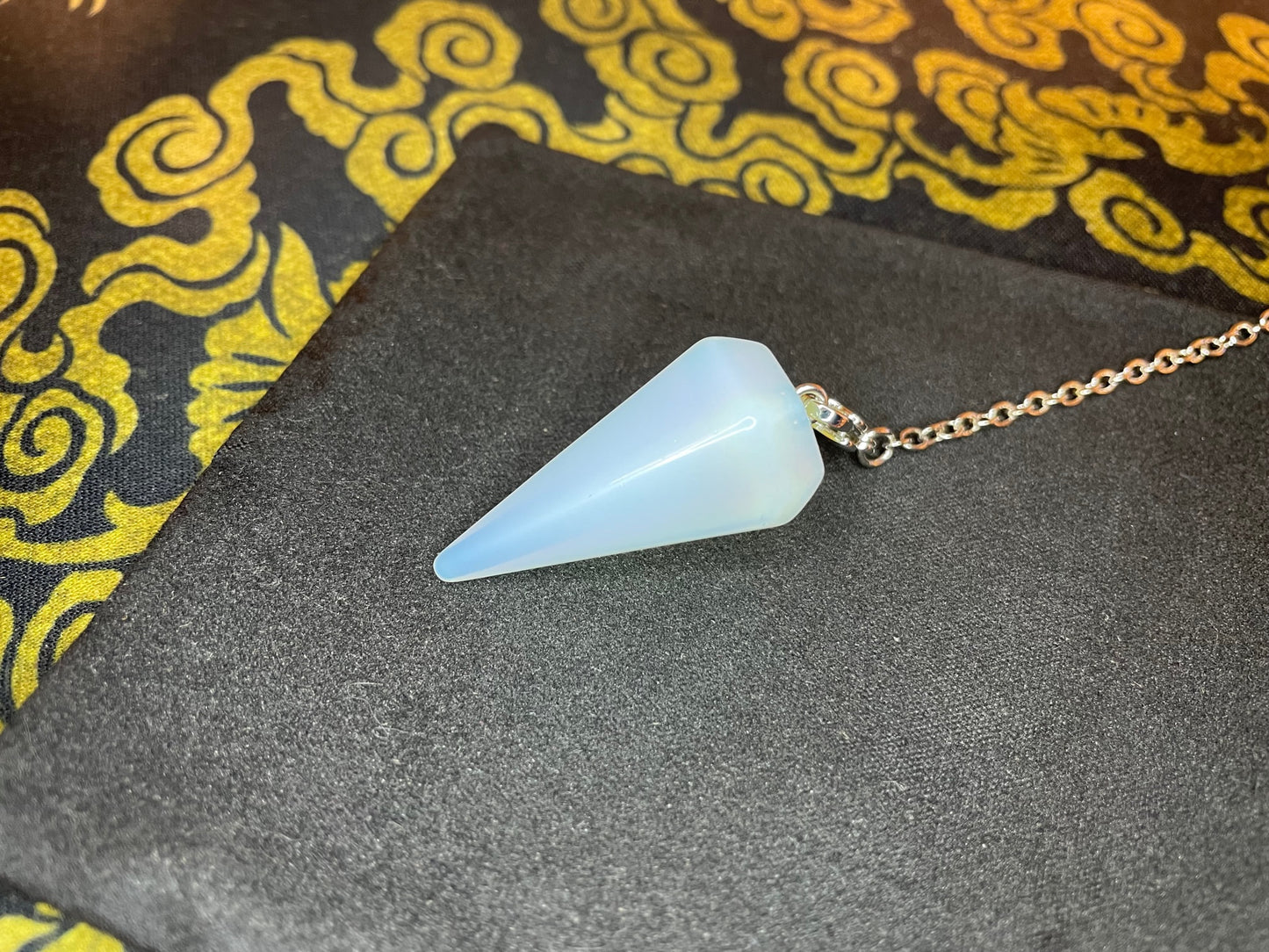 Blue Opal Healing Biolocation Pendulum Natural Gemstone Divination Crystal Gothic Pagan Wiccan Satanic Occult Magic Ritual Stone - Opalite