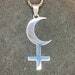 Lilith Symbol Crescent Moon Inverted Upside Down Cross Stainless Steel Necklace Gothic Pagan Satanic Wiccan Occult Jewelry - Silver Color