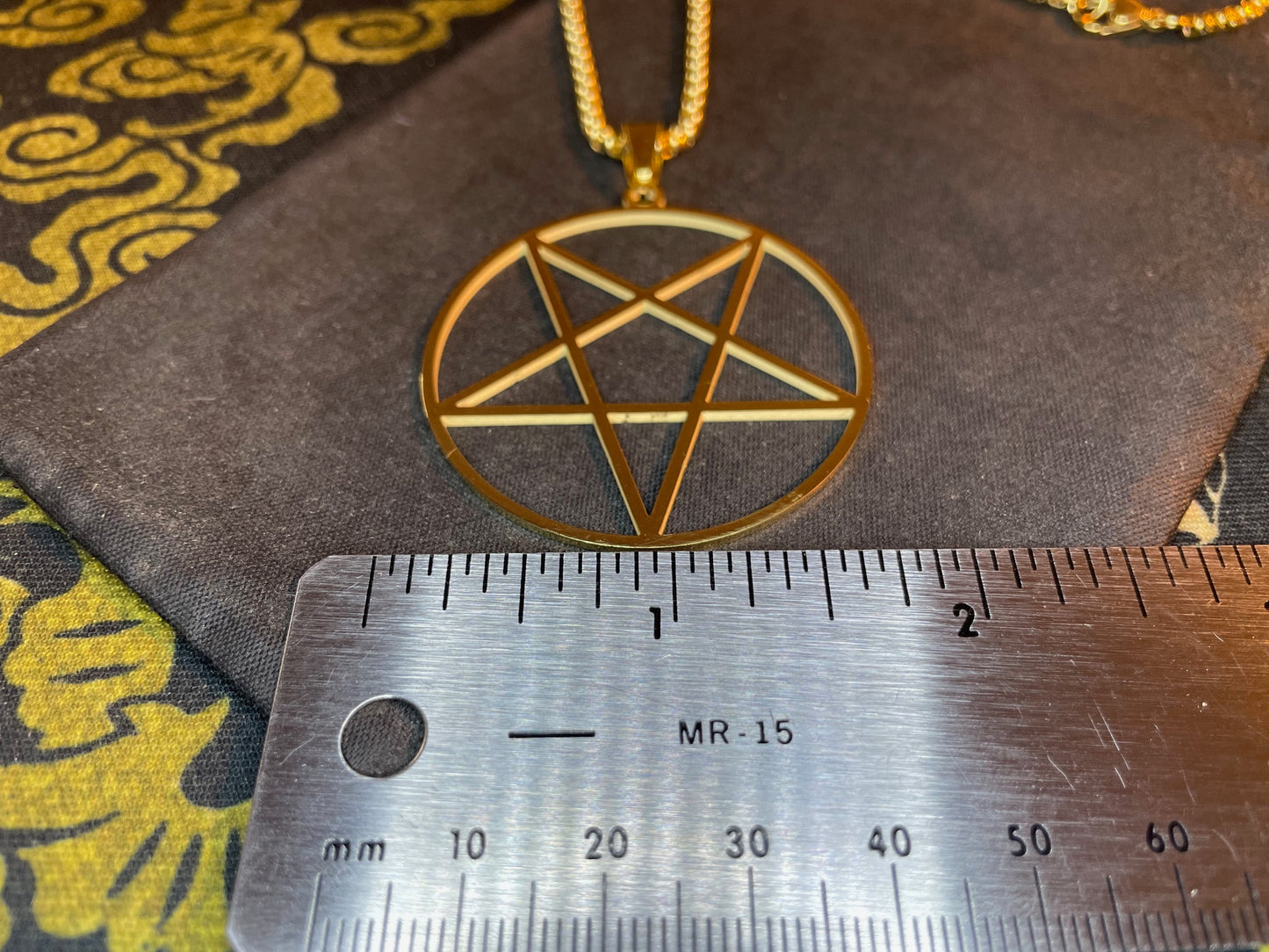 Inverted Pentagram Upside Down Stainless Steel Large Pendant Necklace Talisman Gothic Satanic Wiccan Pagan Occult Jewelry Best Gift - Gold