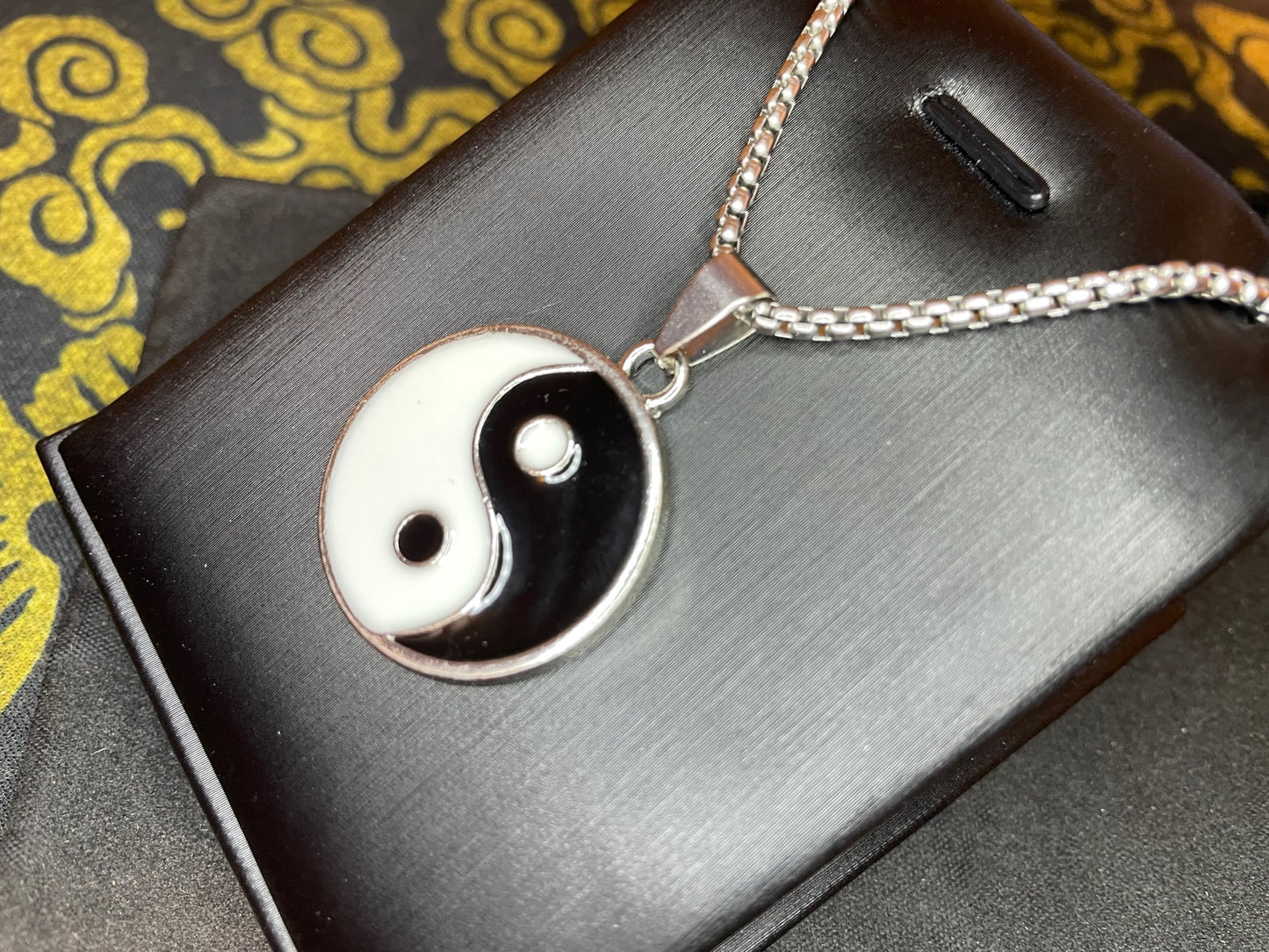 Yin Yang Taijitu Taoist Symbol Stainless Steel Balance Pendant Necklace Gothic Satanic Wiccan Pagan Occult Jewelry Gift - Black & White