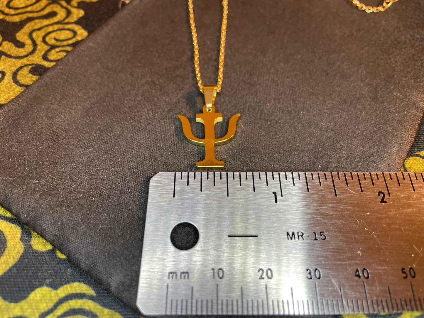 Psi Symbol Psionics Greek Letter Psychic Energy Power Stainless Steel Pendant Necklace Gothic Satanic Wiccan Pagan Jewelry Best Gift - Gold