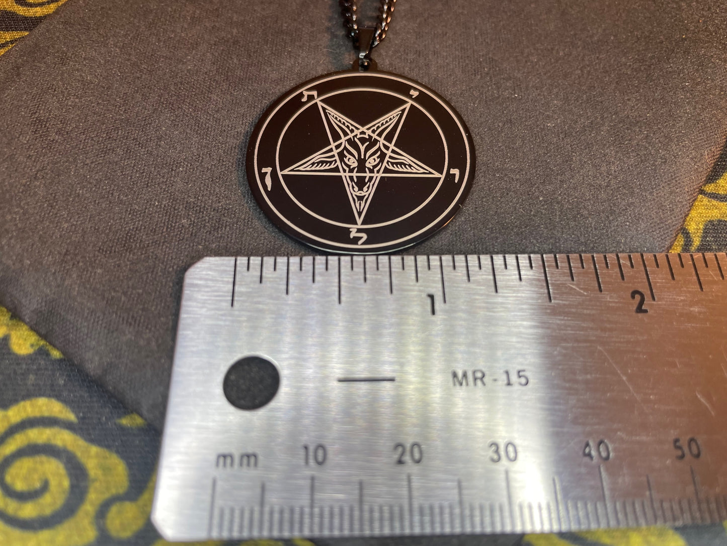 Sigil of Baphomet Official Church of Satan Inverted Upside Down Pentagram Necklace Pagan Wiccan Satanic Occult Jewelry Gift - Black & Gold