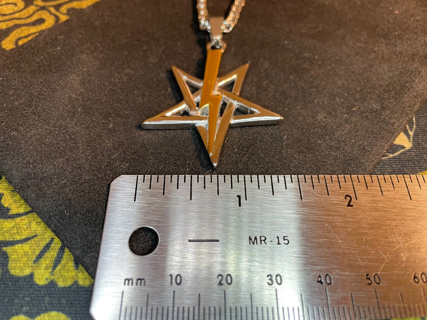 Anton LaVey Pentagram Church of Satan Lightning Bolt Stainless Steel Pendant Necklace Satanic Wiccan Occult Jewelry Gift - Silver & Gold