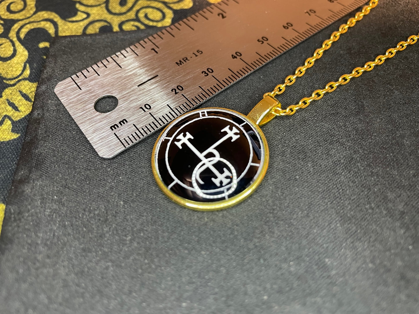 Goddess Lilith Sigil Seal Baphomet Lucifer Glass Stainless Steel Pendant Necklace Feminine Satanic Wiccan Occult Jewelry Best Gift - Gold