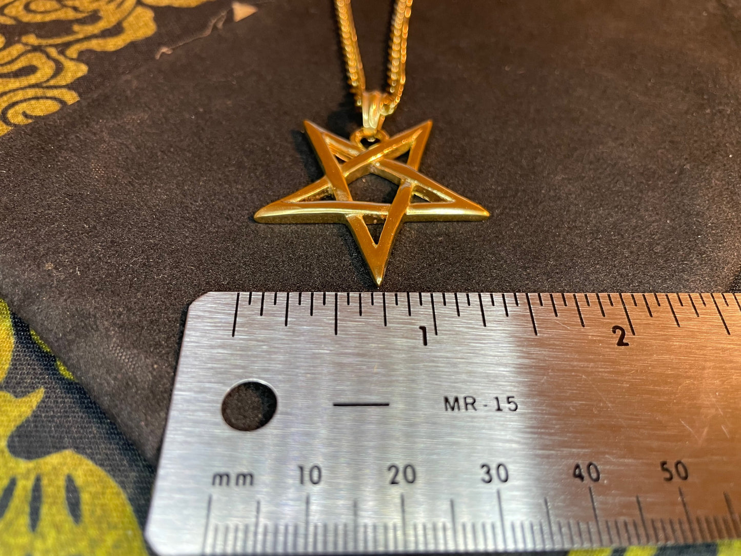 Mystical Upside Down Woven Inverted Pentagram Stainless Steel Retro Pendant Necklace Gothic Satanic Wiccan Occult Jewelry Best Gift - Gold